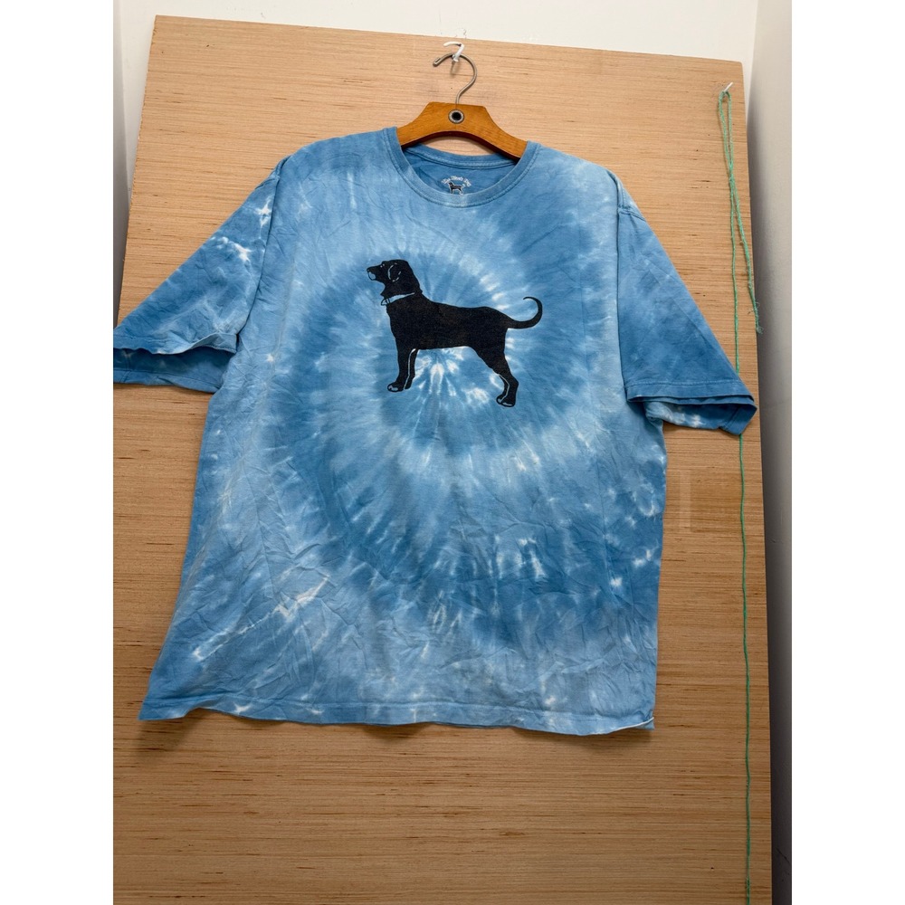 The Black Dog Tie Dye Graphic T-Shirt XL Blue White Black Lab Made in USA 7312